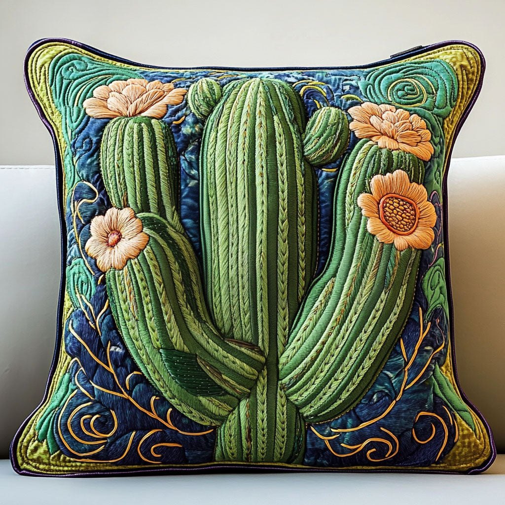 Prickly Paradise Quilted Cushion Cover printed cushion cover