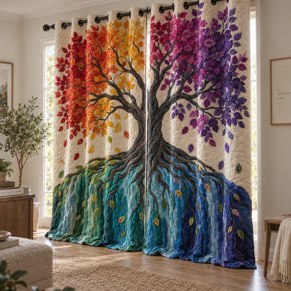 Prismatic Waterfall Woods Quilted Curtains printed door curtain
