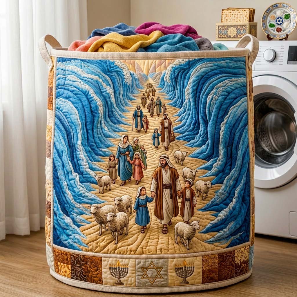 Promised Crossing Quilted Laundry Hamper printed laundry hamper