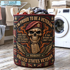 Proud American Veteran Quilted Laundry Hamper QTCUZ printed laundry hamper