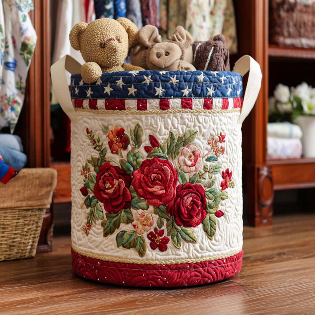 Proud Stripes Quilted Laundry Hamper printed laundry hamper