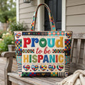 Proud To Be Hispanic Quilted Tote Bag printed quilted tote bag