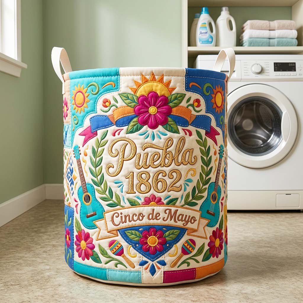 Puebla Floral Quilted Laundry Hamper printed laundry hamper
