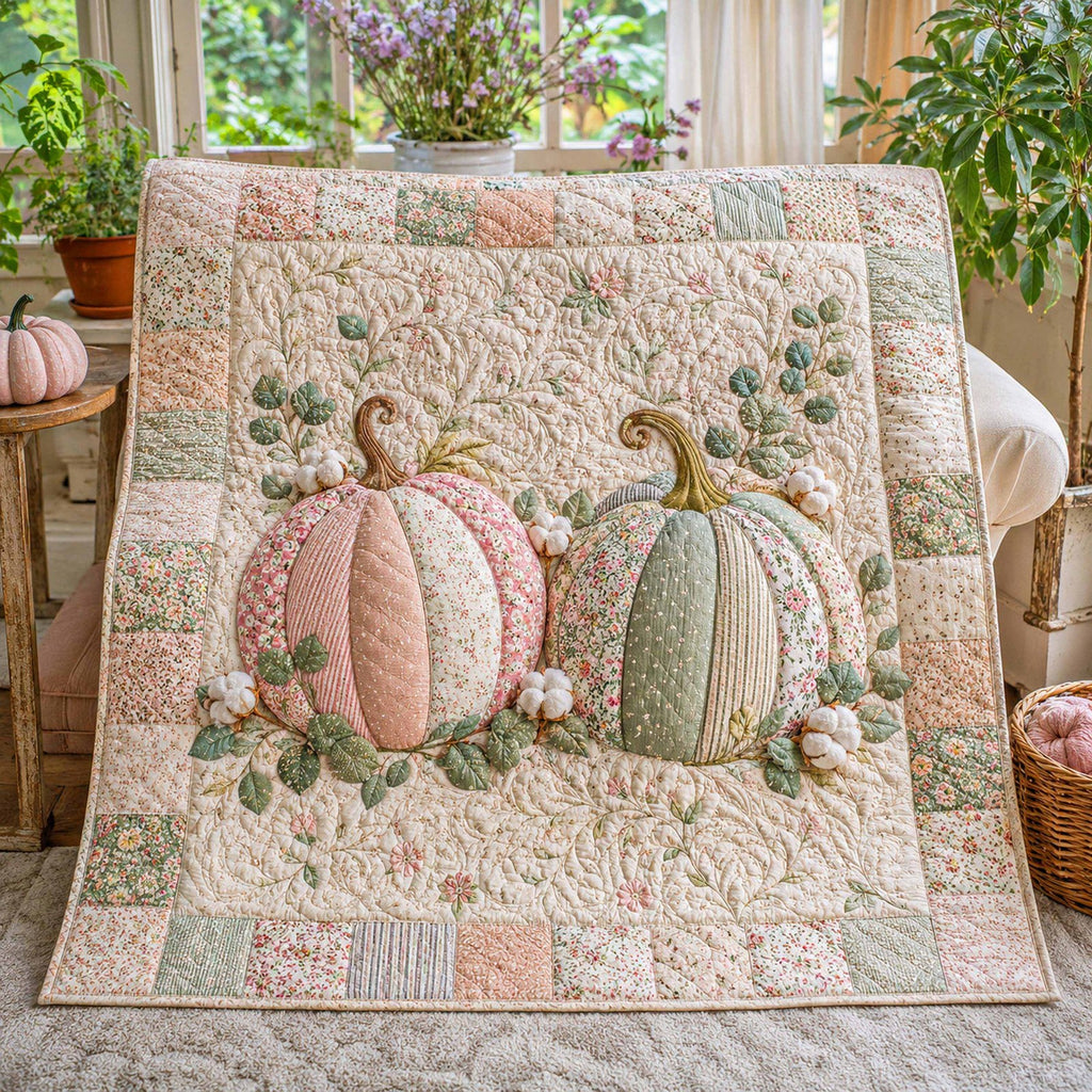 Pumpkin Bliss Quilted Blanket printed quilt blanket