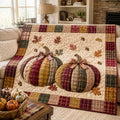 Pumpkin Cottage Quilted Blanket printed quilt blanket