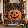 Pumpkin Fields Quilted Blanket printed quilt blanket