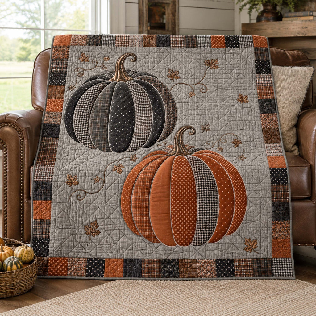 Pumpkin Haven Quilted Blanket printed quilt blanket