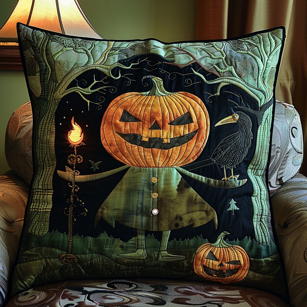 Pumpkin Man Quilted Cushion Cover printed cushion cover
