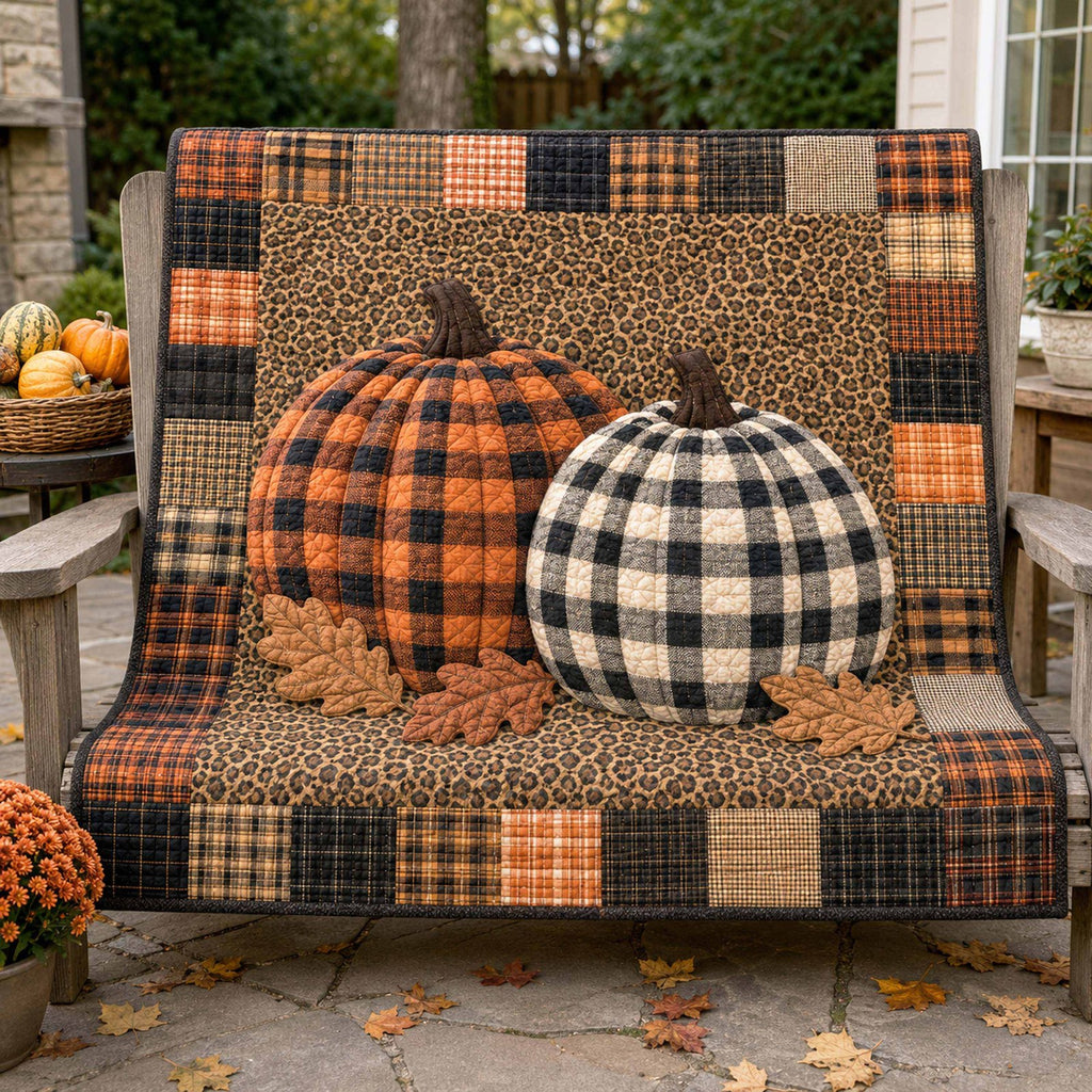 Pumpkin Patch Quilted Blanket printed quilt blanket