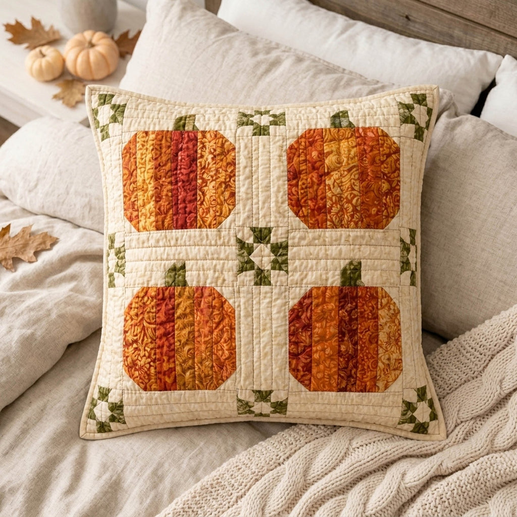 Pumpkin Patch Quilted Cushion Cover printed cushion cover