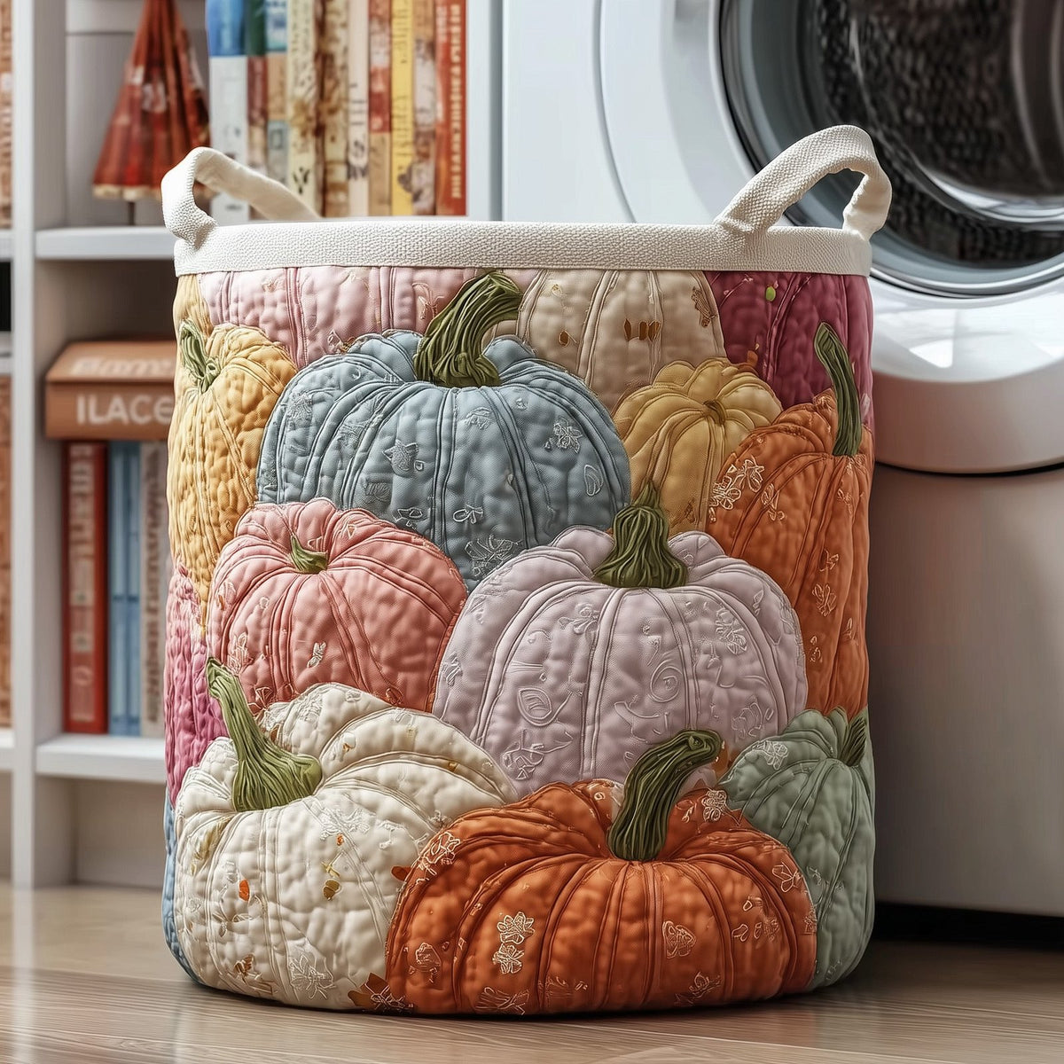 Pumpkin Patch Quilted Laundry Hamper printed laundry hamper