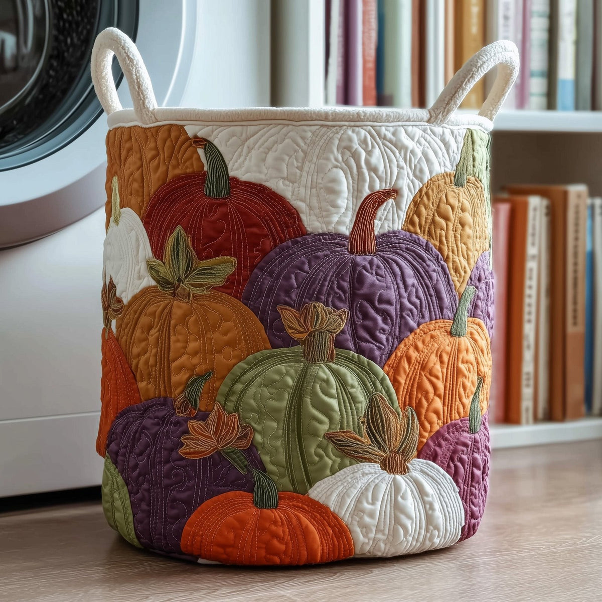 Pumpkin Patch Quilted Laundry Hamper printed laundry hamper