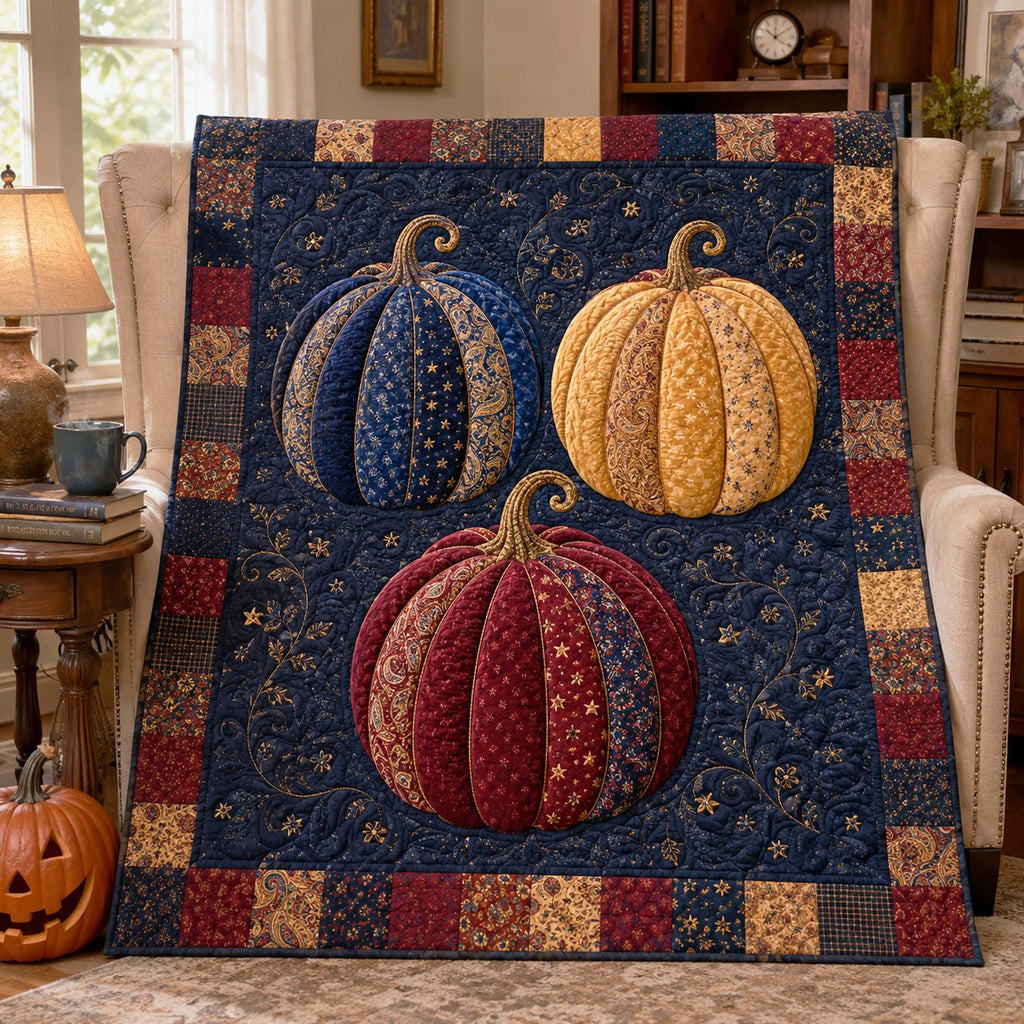 Pumpkin Season Quilted Blanket printed quilt blanket