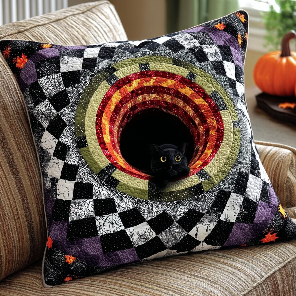 Pumpkin Shadow Quilted Cushion Cover printed cushion cover