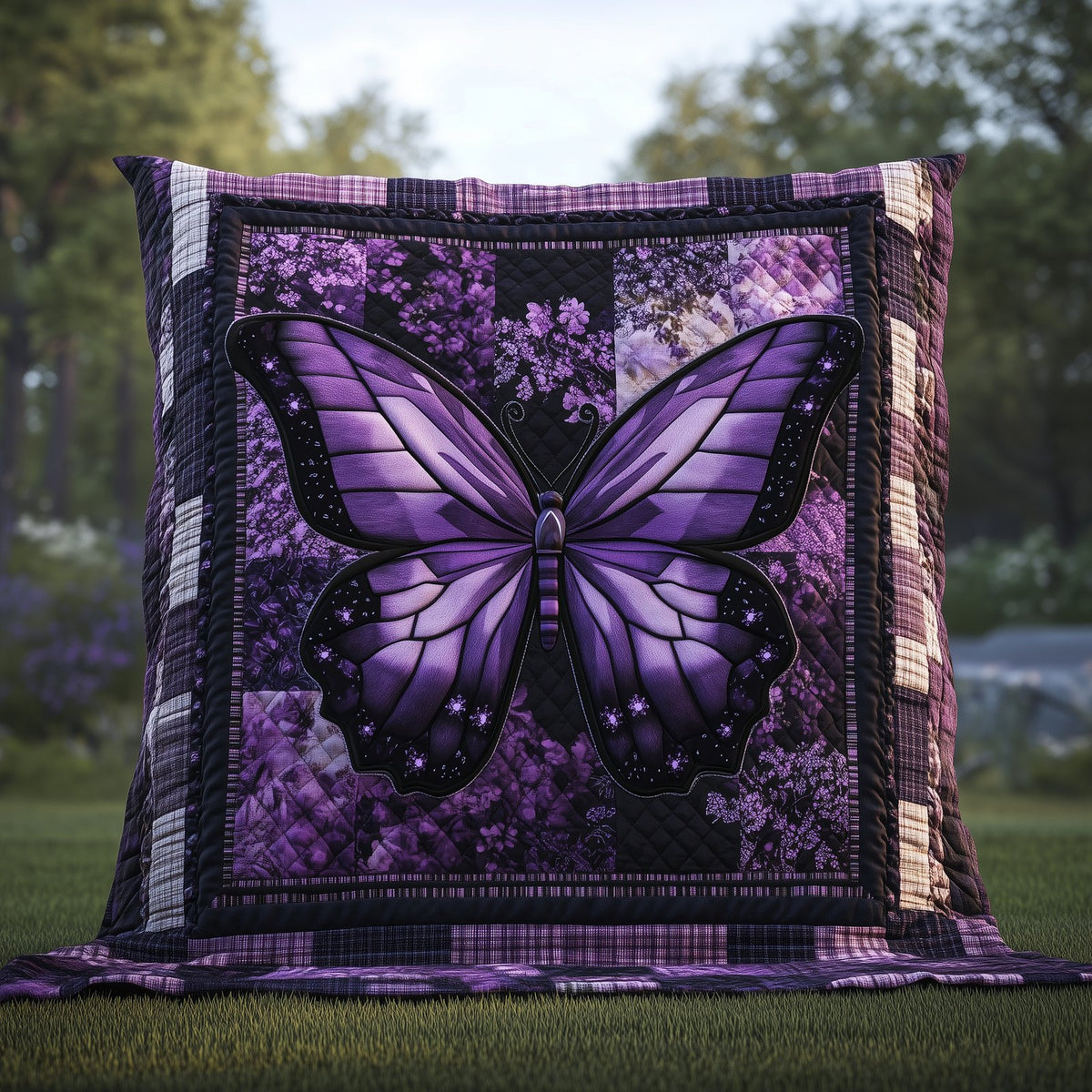 Purple Butterfly Quilted Blanket printed blanket