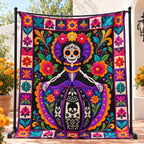 Purple Gown Viva Calavera Quilted Blanket printed blanket