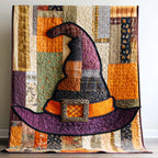 Purple Witch Hat Quilted Blanket printed blanket