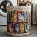 Purrfect Pages Quilted Laundry Hamper printed laundry hamper
