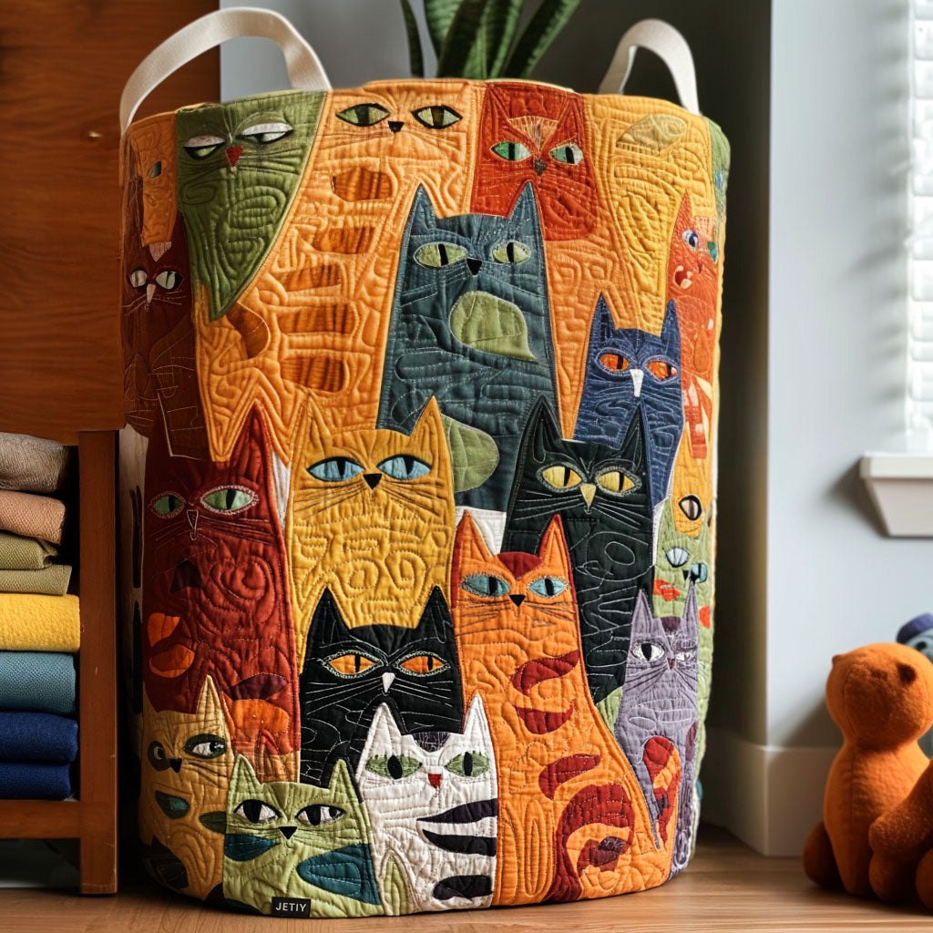Purrfect Posse Quilted Laundry Hamper printed laundry hamper