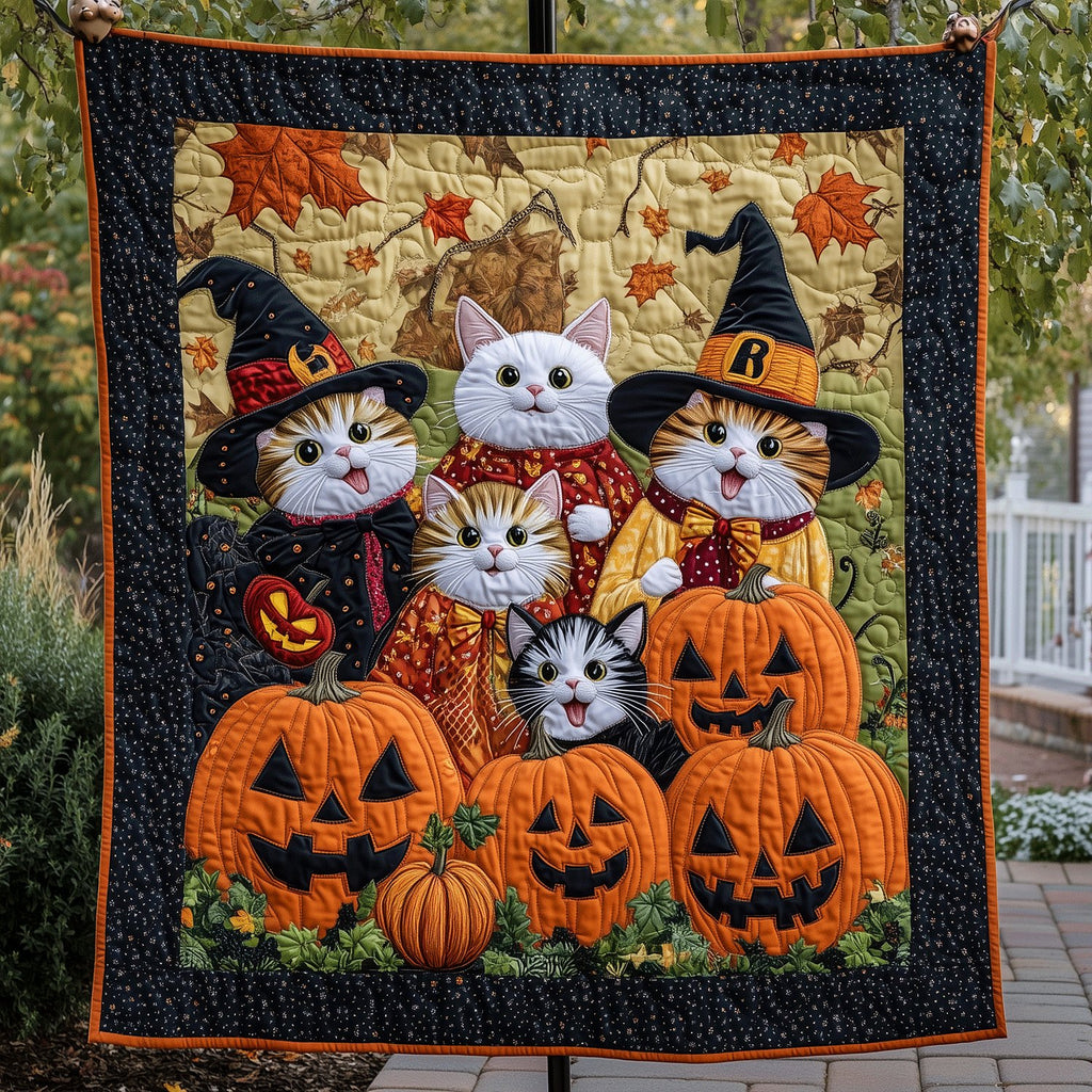 Purrfectly Haunted Quilted Blanket printed blanket