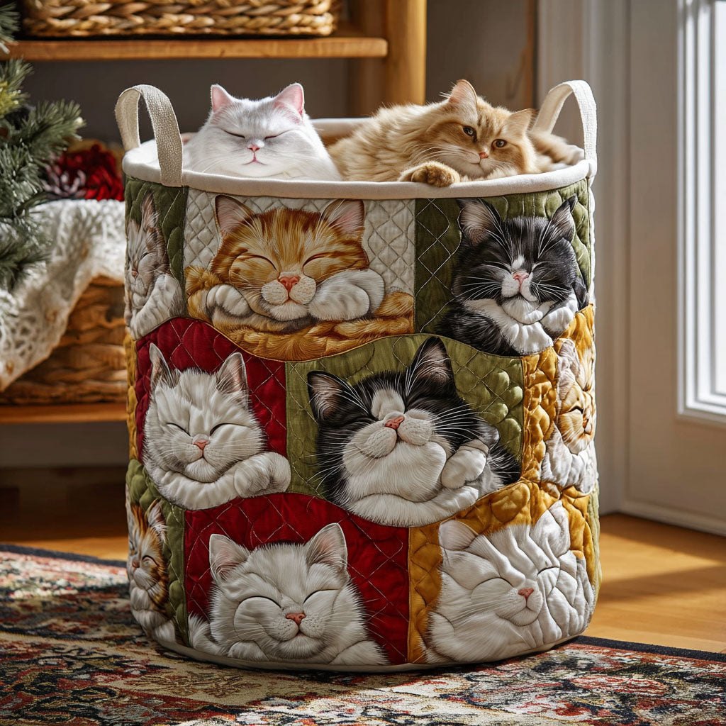Purring Dream Quilted Laundry Hamper printed laundry hamper