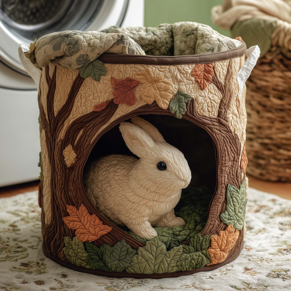 Rabbit Charm Quilted Laundry Hamper printed laundry hamper
