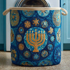 Radiant Menorah Quilted Laundry Hamper printed laundry hamper