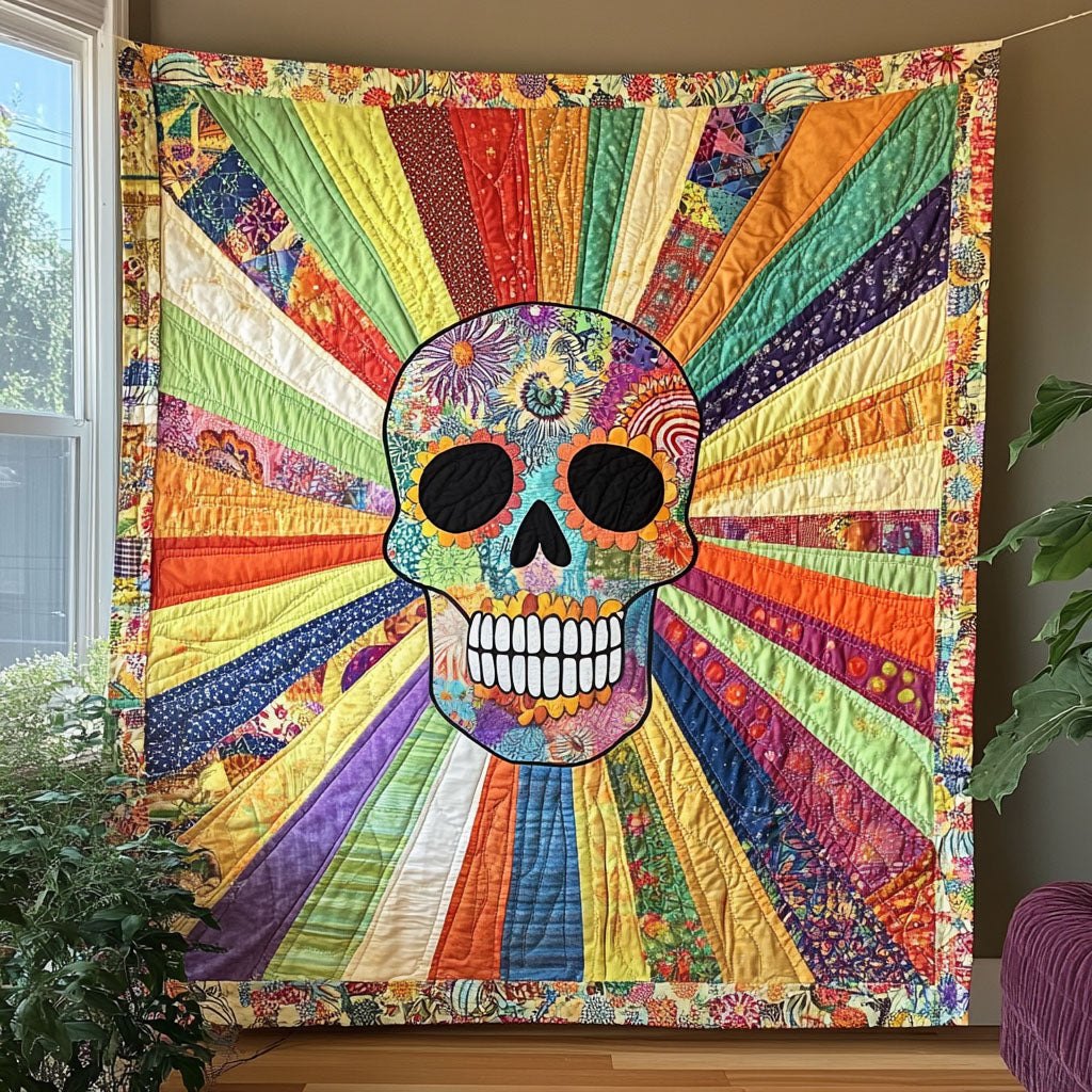 Radiant Skull Quilted Blanket printed blanket