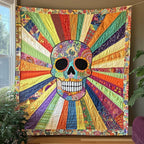Radiant Skull Quilted Blanket printed blanket