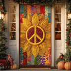 Radiant Sunflower Peace Quilted Door Curtain printed door curtain