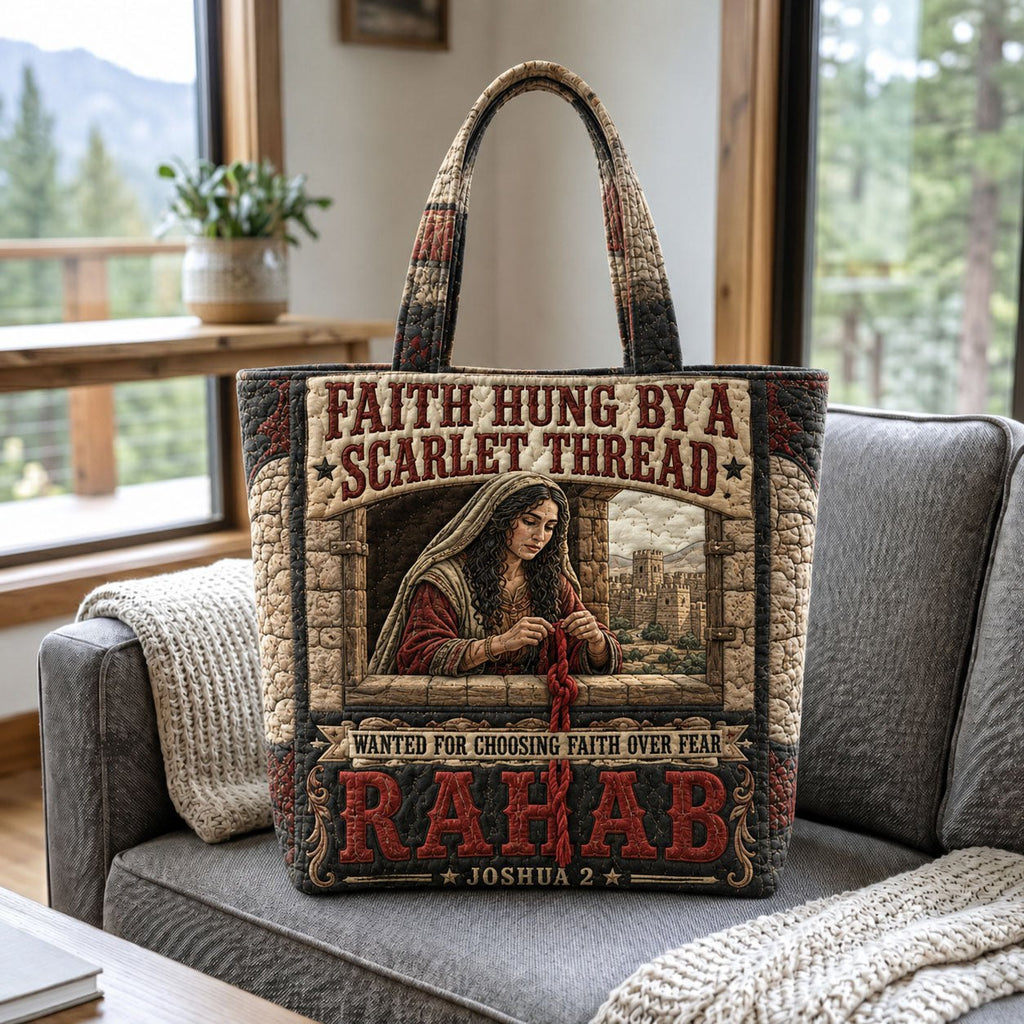Rahab Redemption Joshua 2 Quilted Tote Bag printed quilted tote bag