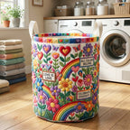 Rainbow Garden Quilted Laundry Hamper printed laundry hamper