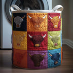 Rainbow Highland Quilted Laundry Hamper printed laundry hamper