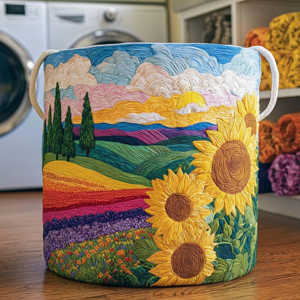 Rainbow Hills Quilted Laundry Hamper printed laundry hamper