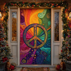 Rainbow Peace Swirl Quilted Door Curtain printed door curtain