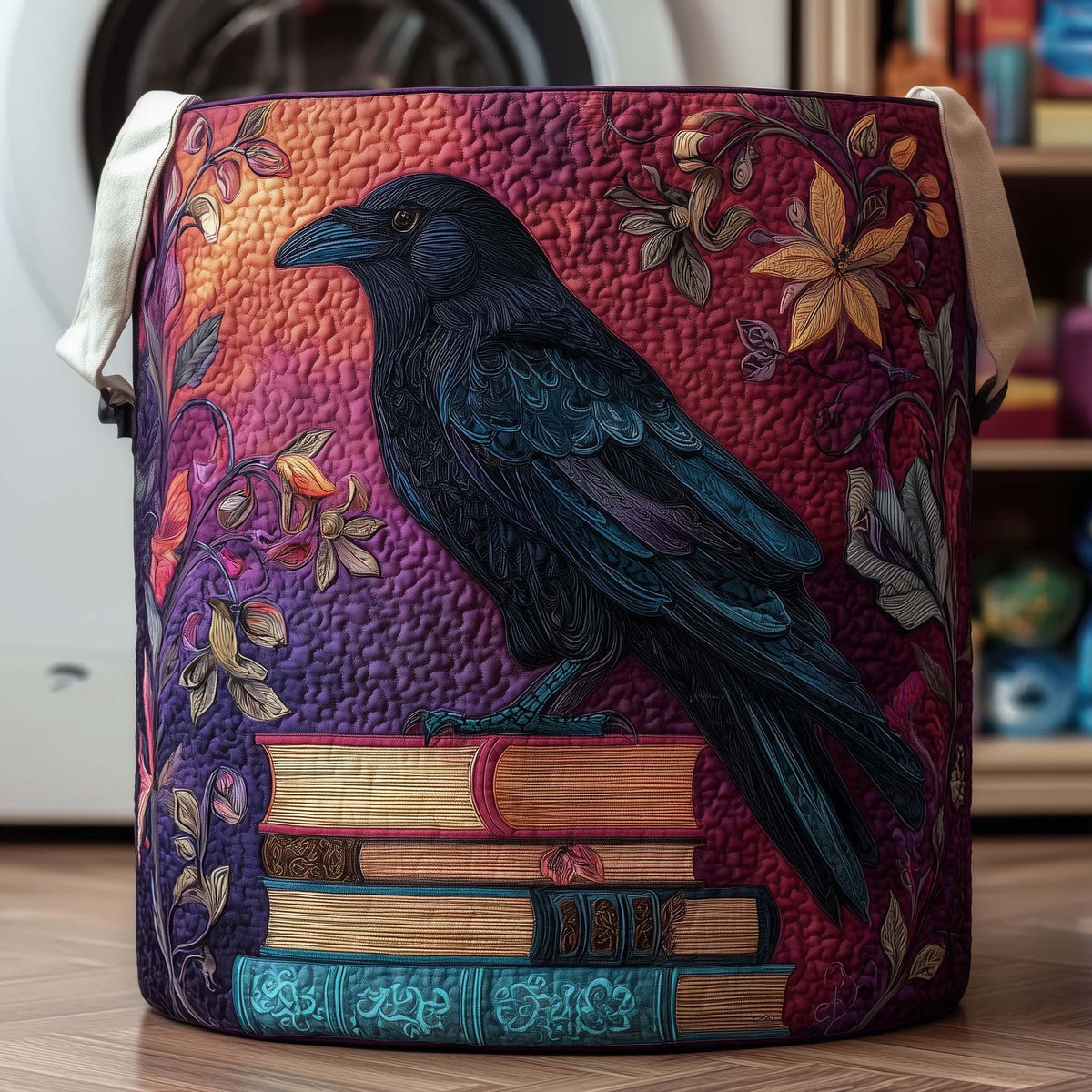 Raven Books Quilted Laundry Hamper printed laundry hamper