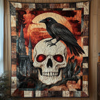 Raven Skull Quilted Blanket printed blanket
