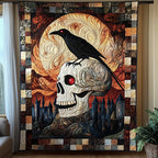 Raven Skull Quilted Blanket printed blanket