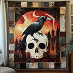 Raven Skull Quilted Blanket printed blanket