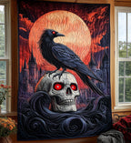 Raven Skull Quilted Blanket printed blanket