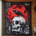 Raven Skull Quilted Blanket printed blanket