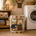 Reading Whiskers Quilted Laundry Hamper printed laundry hamper