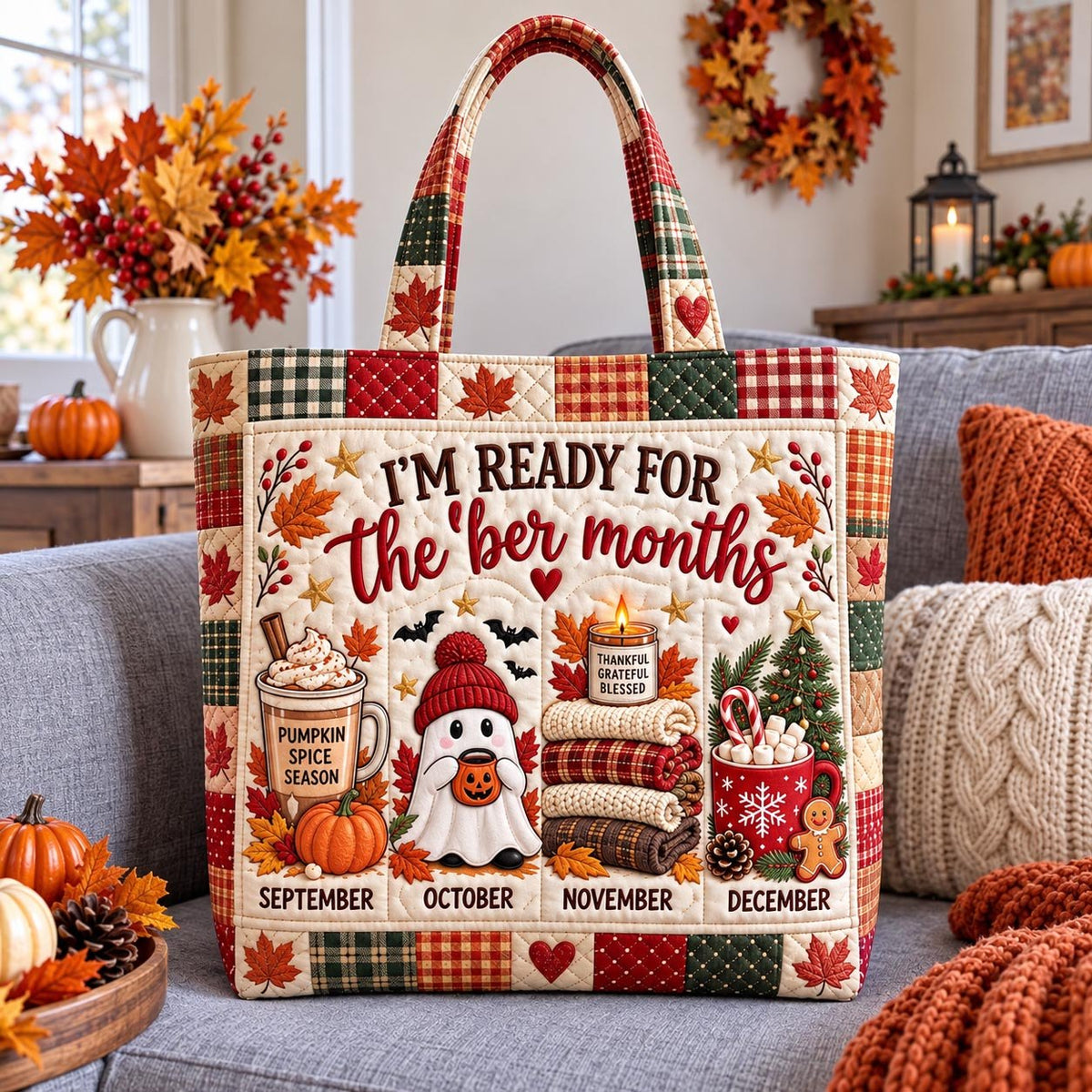 Ready For The Ber Months Cocoa Ghost printed tote bag