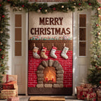 Red Brick Stockings Quilted Door Curtain printed door curtain