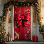 Red Velvet Bow Quilted Door Curtain printed door curtain