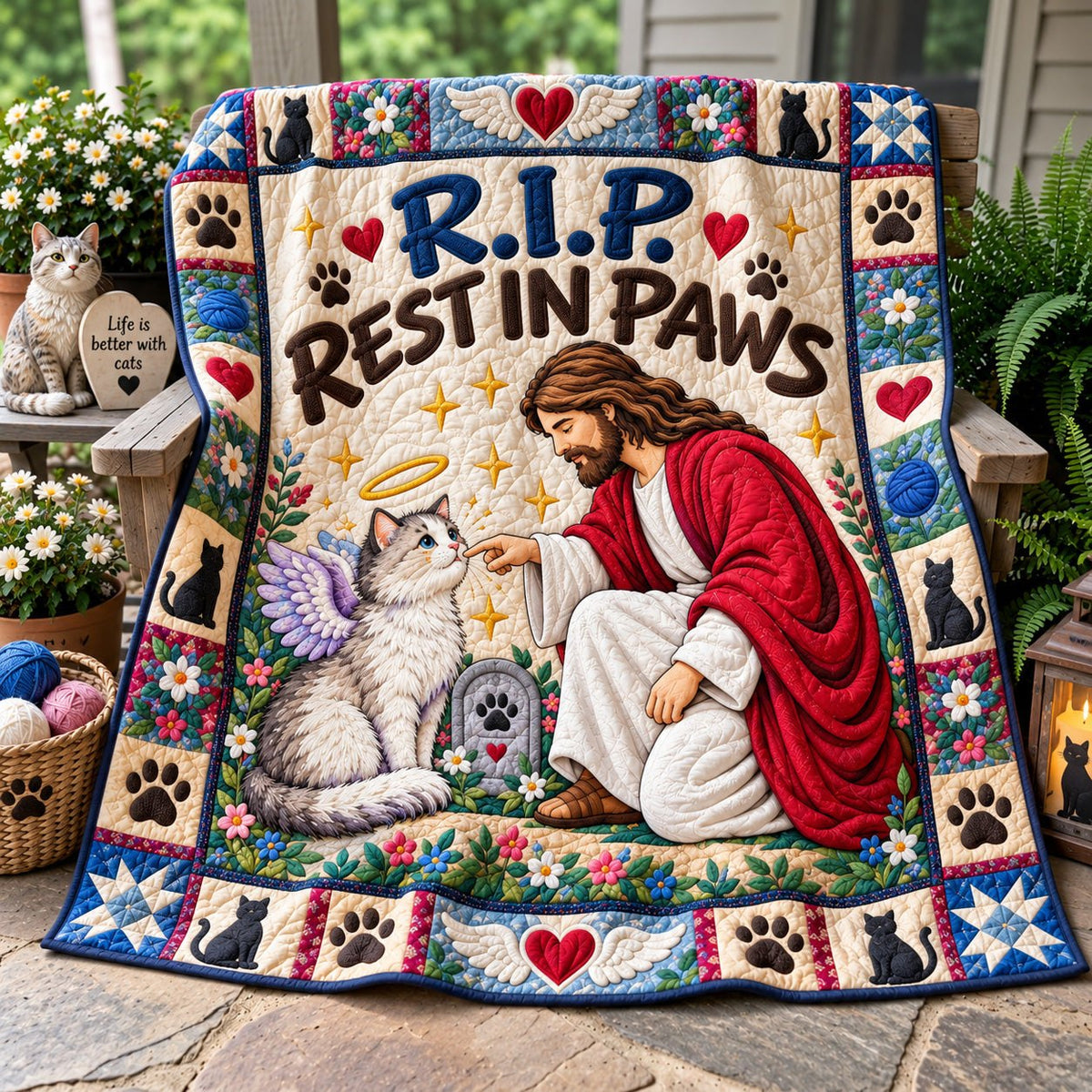 Rest In Paws Quilted Blanket printed blanket