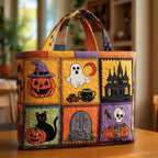Retro Halloween Quilted Tote Bag printed tote bag