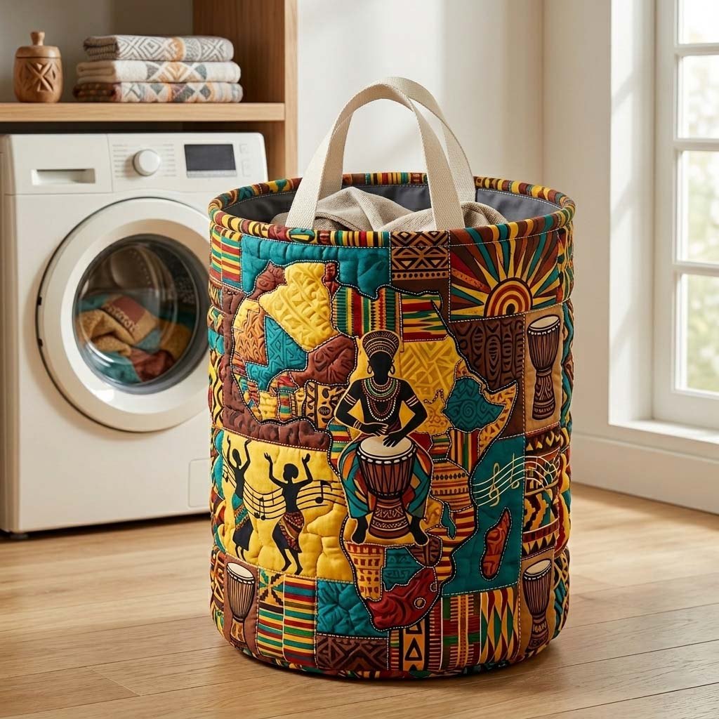 Rhythm Roots Quilted Laundry Hamper printed laundry hamper
