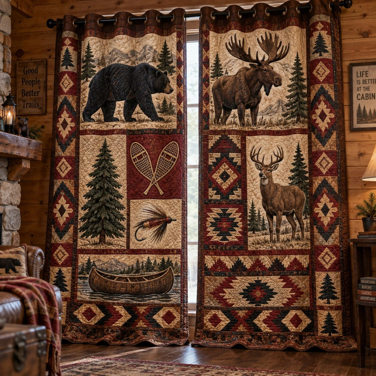 River Lure Journey Quilted Curtains printed door curtain
