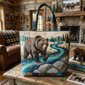 Riverstone Bear Passage Quilted Tote Bag printed quilted tote bag